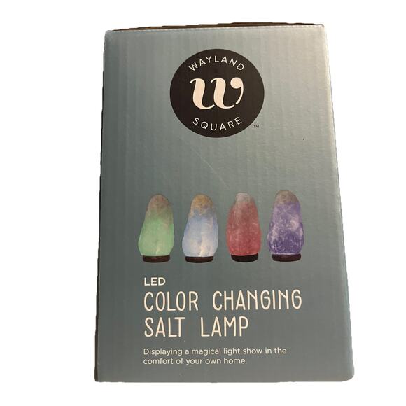Wayland Square LED Color Changing Salt Lamp On A Wooden Base USB Powered - NWOT - Picture 2 of 6